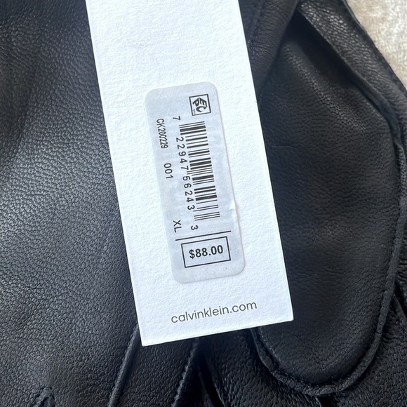 Brand New Calvin Klein Full Grain Goat Leather Tech Gloves Touchscreen Black - Picture 9 of 14